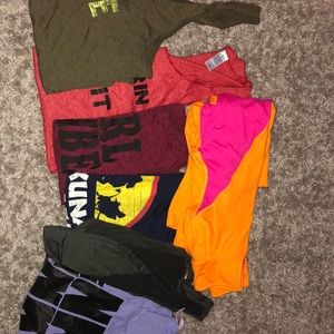 Lot of 7 workout tanks/sweater. INCLUDES ALL 7
